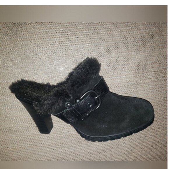 Size 10 BOC Born Womens Shoes Black Leather Mule Clog Slide Slip On Heeled boot - Picture 1 of 6